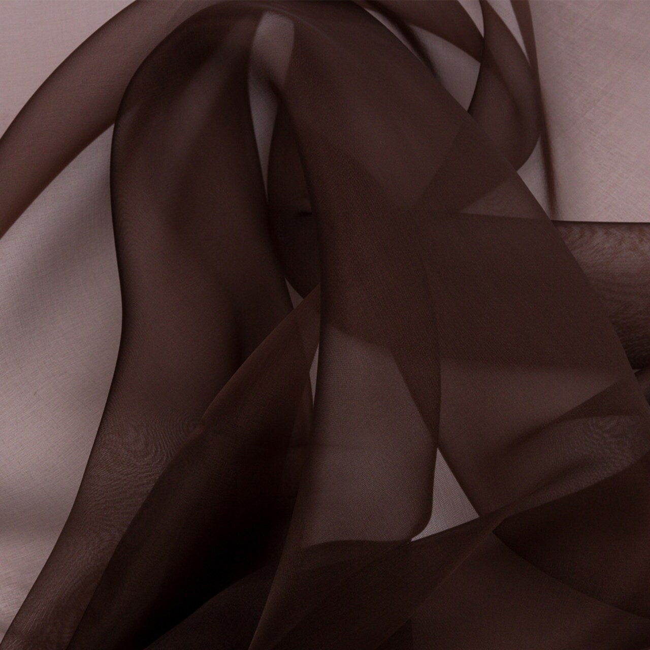 1 Yard Silk Organza Fabric Dark Brown Premium Sheer Lightweight, 44 Inches Width